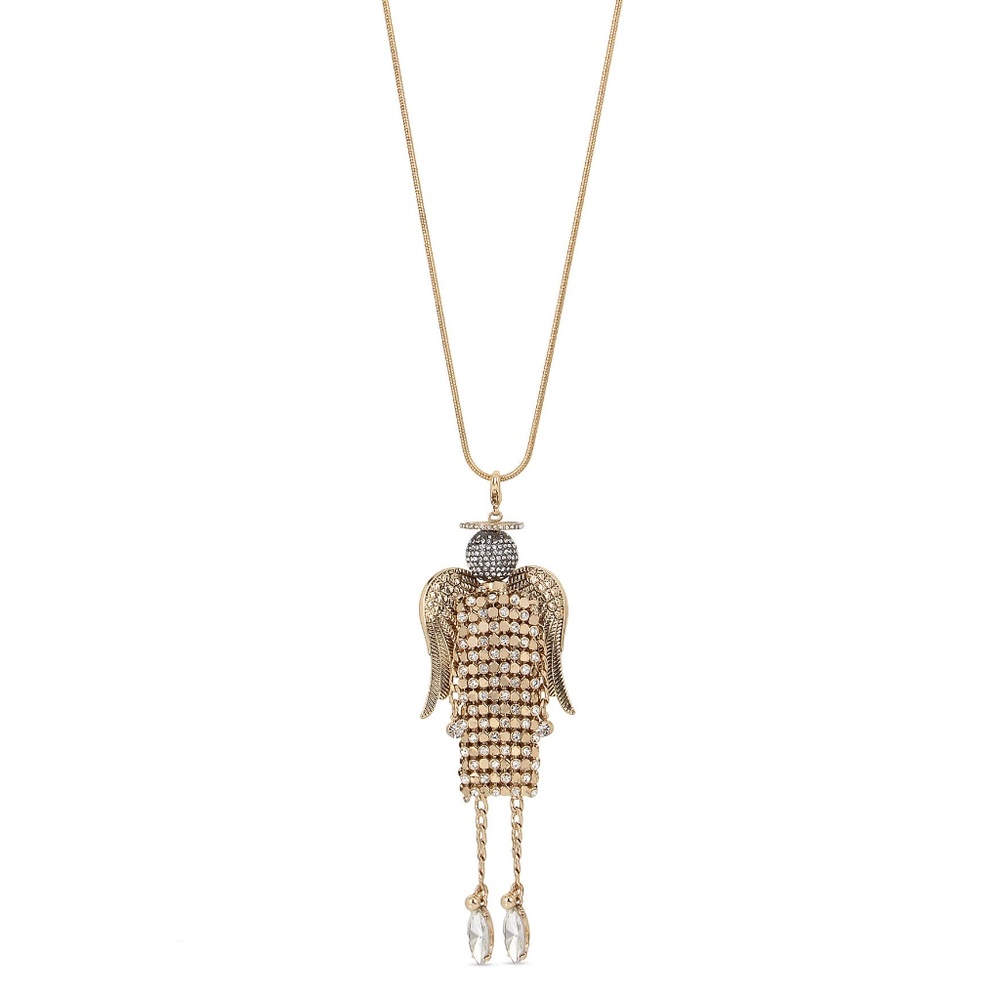 New Betsey Johnson Pavé Angel Pendant Necklace - Picture 2 of 7